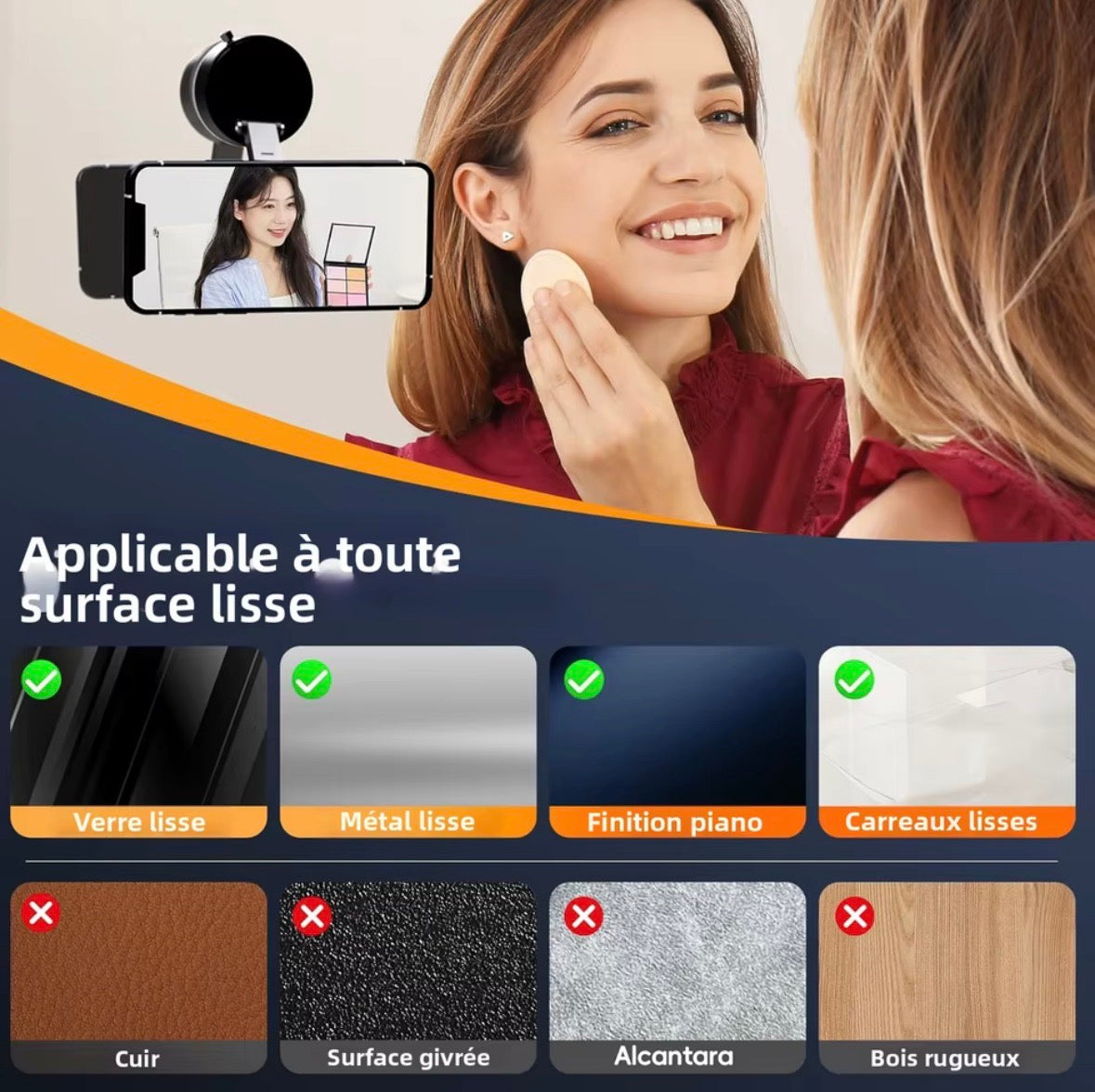 Support de téléphone magnétique Support réglable à 360° avec ventouse Conception de navigation, support de voiture universel