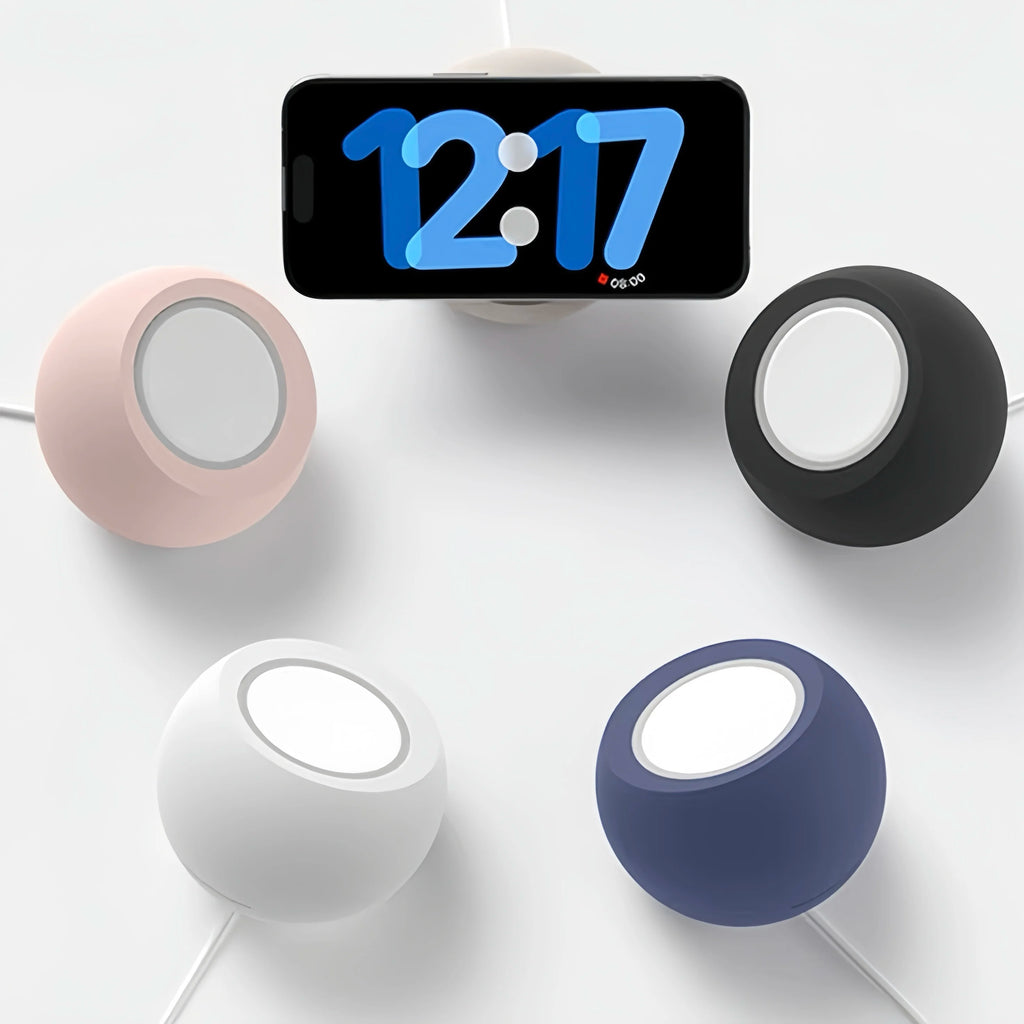 Support Magnétique de Bureau en Silicone – Station de Charge Sans Fil MagSafe pour iPhone
