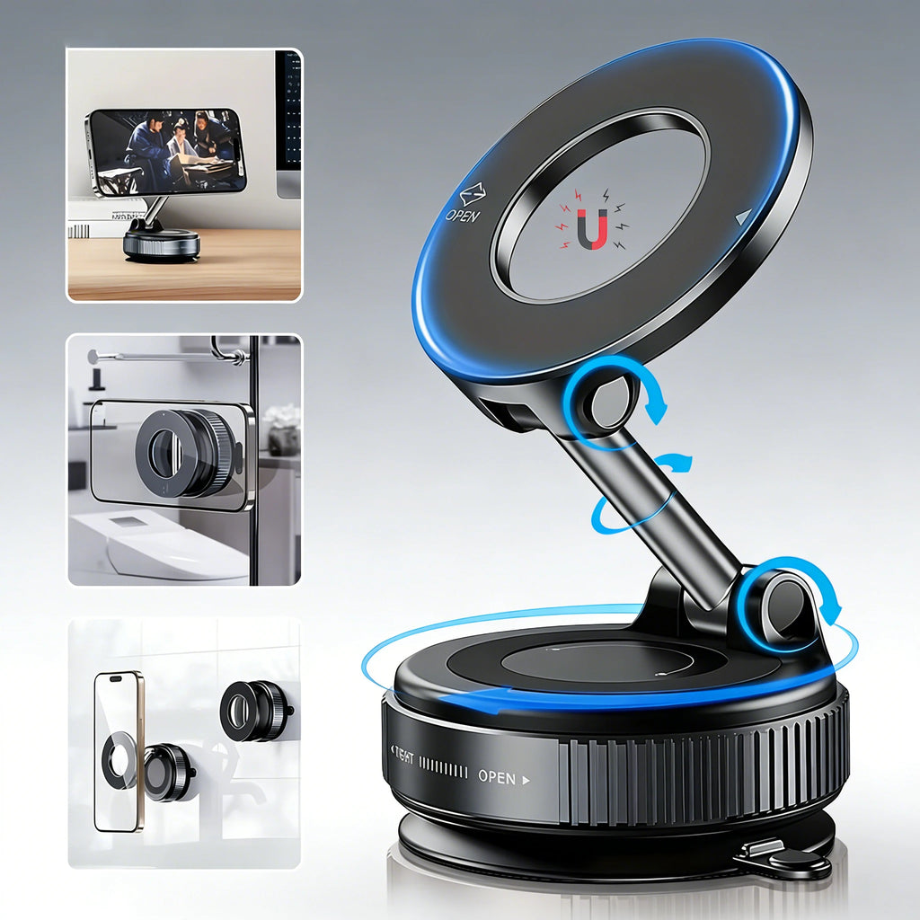 Support de téléphone magnétique Support réglable à 360° avec ventouse Conception de navigation, support de voiture universel