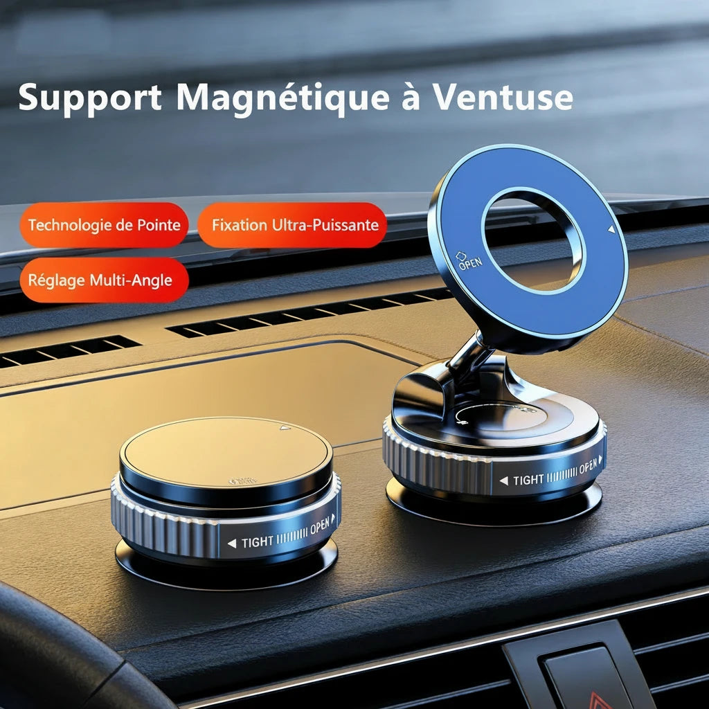 Support de téléphone magnétique Support réglable à 360° avec ventouse Conception de navigation, support de voiture universel